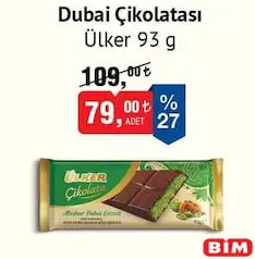 ÜLKER DUBAİ ÇİKOLATASI 93 G fiyat ve kampanya bilgisi